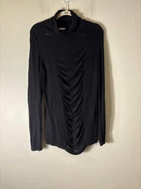 OST Black Front Gathered Turtleneck Sweater  Sz L